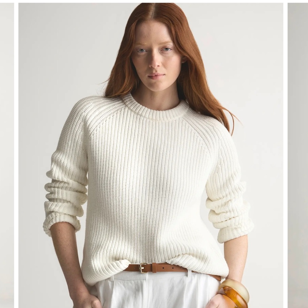 Quince Ivory Fisherman’s Sweater - size S